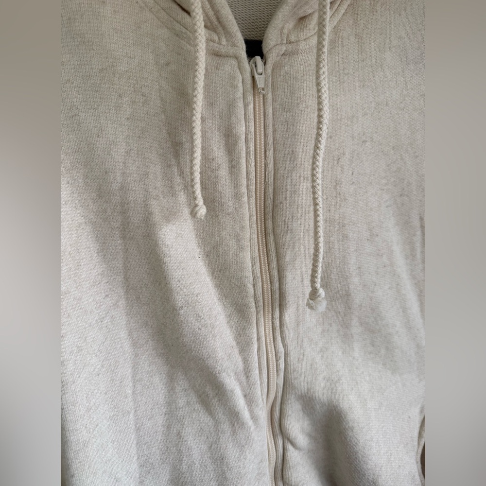 American Vintage Itonay Hoodie Cream Zip-Up Hoodie XS/S Cotton and Linen Jacket - Picture 6 of 13